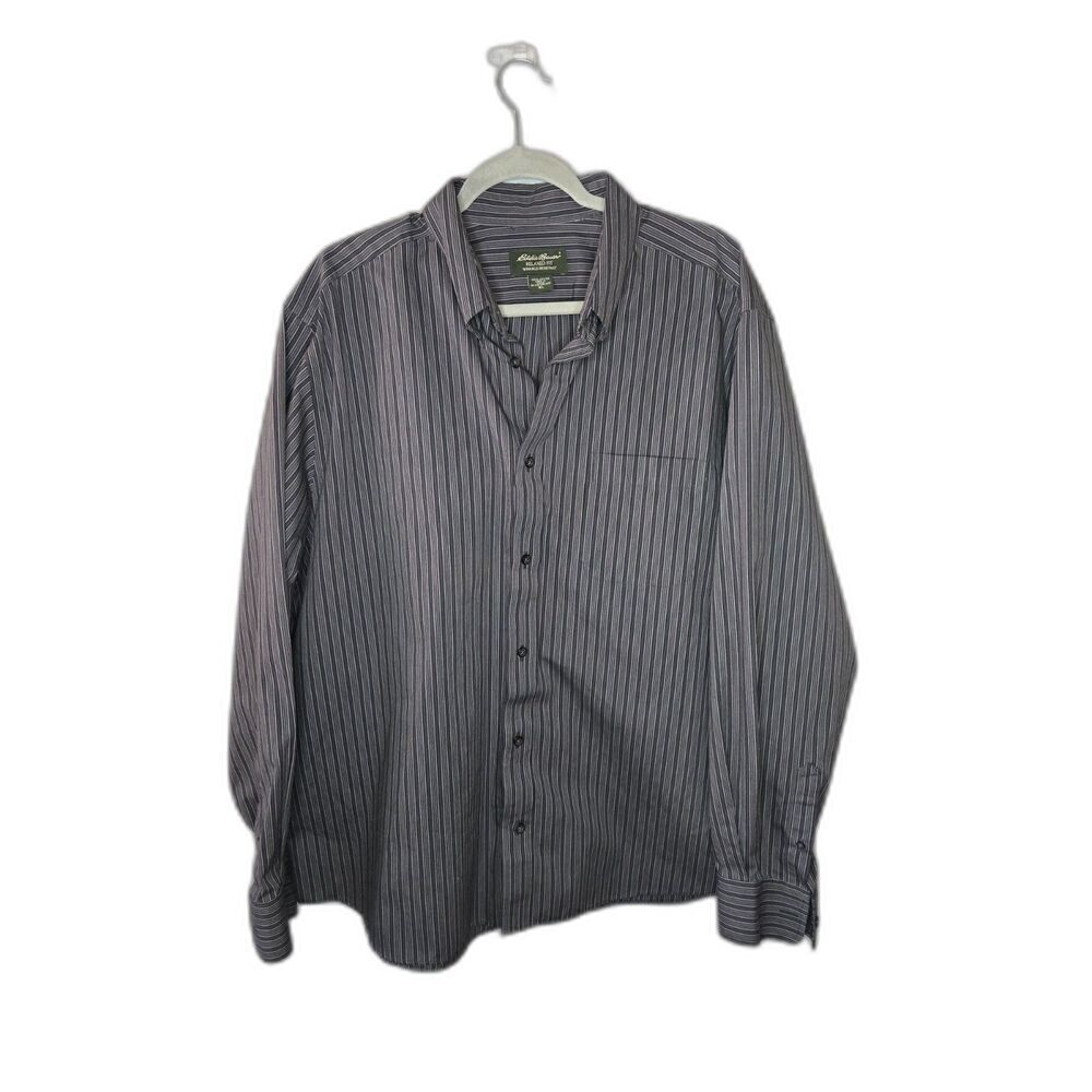 Eddie Bauer Men's Gray Wrinkle Resistant Long Sleeve Button Down Size XL